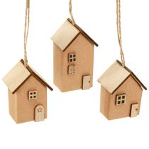 Product Decorative House 9 Pieces Christmas Tree Ornaments Reddish Brown Wood