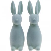Product Decorative Easter Bunny, Flocked, Grey-Green, H29.5cm, 2 Pieces