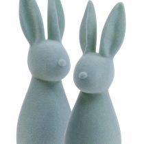 Deco Bunny Deco Easter Bunny Flocked Grey-Green H29.5cm 2pcs