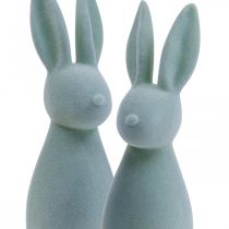 Product Decorative Easter Bunny Flocked – 2nd Choice – Grey-green H29.5cm 2 pcs
