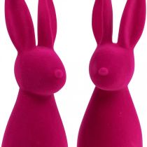 Product Decorative Easter Bunny, Flocked Pink, 29.5cm High, 2 Pieces