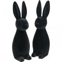 Product Decorative bunny black decorative Easter bunny flocked H29.5cm 2pcs