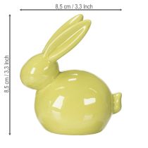 Product Decorative Rabbit, Yellow, Green, Brown, Modern Ceramic Figurine for Easter, 8.5 x 4.5 cm, 3 Pieces