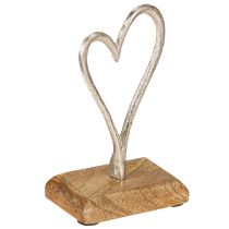 Product Heart Metal Natural Wood Silver coloured 7.5×5×13cm 3pcs