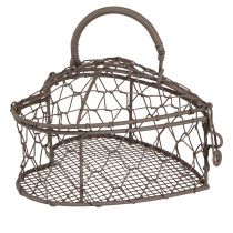 Product Decorative heart made of wire for filling, vintage grey, 14 x 13.5 cm
