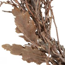 Product Country-style decorative heart-shaped door wreath made of branches with oak leaves, natural wall decoration Ø28cm