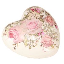 Product Decorative hearts with rose ceramic in cream pink 8x8cm 3pcs