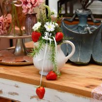 Decorative vase, jug with handle ceramic green, white, cream H14.5cm 3pcs
