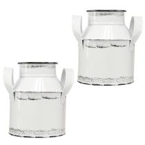 Product Decorative metal jug with handles, white and black, 13cm high, 2 pieces