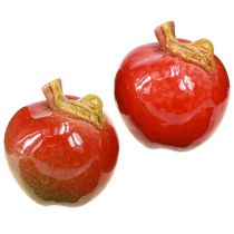 Product Decorative ceramic apples table decoration autumn red green H7.5cm 4 pieces