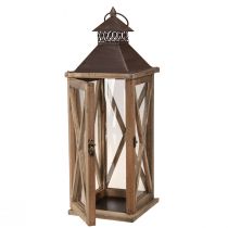 Product Decorative Lantern Wood Vintage Wooden Lantern Brown 17×17×50cm