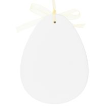 Product Decorative Easter eggs for hanging, white and yellow, wooden, Easter decoration, spring decoration, 6 pieces