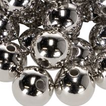 Product Decorative beads, silver metallic, 14mm, 35 pieces