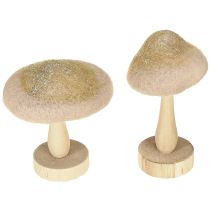 Product Decorative mushroom wood, felt with glitter table decoration Advent H11cm 4pcs