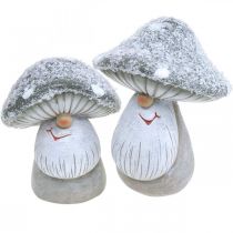 Product Deco mushroom gnome figure mushroom gnome grey, white 7×9cm 2pcs