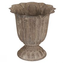 Product Vintage decorative goblet planter, antique look, grey-brown, Ø15cm, H16cm, for rustic table decoration and stylish home accents