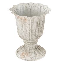 Product Decorative trophy metal chalice vintage look grey white H14.5cm