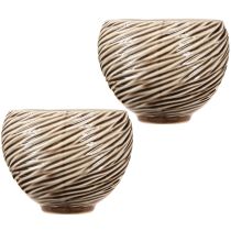 Product Decorative Bowl Flowerpot Ceramic Beige Brown Ø15cm 2pcs