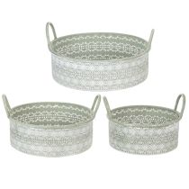 Product Decorative metal bowl with handles, vintage planter, set of 3