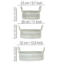 Product Decorative metal bowl with handles, vintage planter, set of 3
