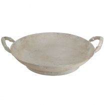Product Decorative bowl shabby chic grey metal decoration with handles Ø31cm