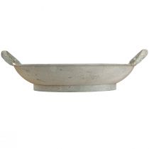 Product Decorative bowl shabby chic grey metal decoration with handles Ø31cm