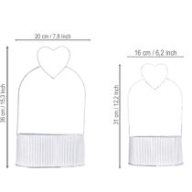 Product Decorative bowl oval metal with heart white 20/16cm set of 2