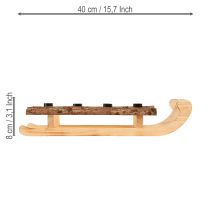 Product Decorative sleigh wood bark 4 candle holders 40×12.5cm