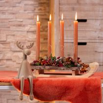 Product Decorative sleigh wood bark 4 candle holders 40×12.5cm