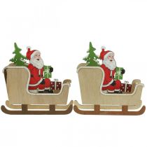 Product Deco sleigh with Santa Claus Christmas sleigh 10cm 2pcs