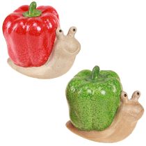 Product Decorative Snails Ceramic Paprika Red Green H10cm 2 Pcs