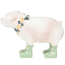 Product Decorative Pig with Rubber Boots – Funny Farm Figure with Flower Wreath 15.5cm 2 pcs