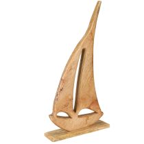 Product Decoration Sailboat Wood on Base Natural Maritime H57,5cm