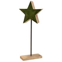Product Decorative star wood on stick base green brown 20x9.5x50cm