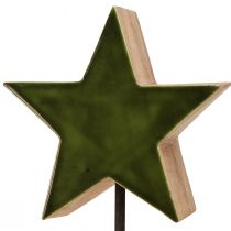 Product Decorative star wood on stick base green brown 20x9.5x50cm