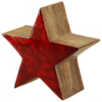 Product Decorative star wooden star red natural decoration made of mango wood Ø20cm