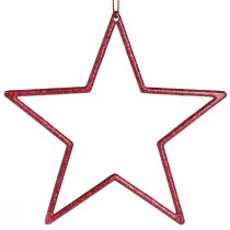 Product Decorative Star Red Christmas Tree Ornament Glitter Ø12cm, Set of 12 Christmas Decorations