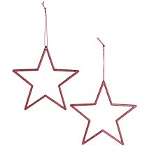 Product Decorative Star Red Christmas Tree Ornament Glitter Ø12cm, Set of 12 Christmas Decorations