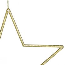 Product Gold glitter star decorations, 18cm, Christmas decorations, gold stars, 8 pieces