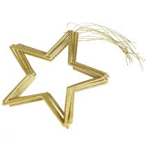 Product Gold glitter star decorations, 18cm, Christmas decorations, gold stars, 8 pieces