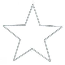 Product Decorative Silver Stars, Glitter Christmas Tree Ornaments, 18cm, 8 Pieces, Christmas Tree Decoration