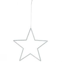 Product Decorative Silver Stars, Glitter Christmas Tree Ornaments, 18cm, 8 Pieces, Christmas Tree Decoration