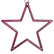 Product Christmas decoration glitter stars for hanging in berry glitter, set of 40, 7.5cm - Festive ornaments for Christmas tree and window