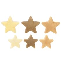 Product Decorative stars flocked scatter decoration yellow brown Ø4/5cm 40 pcs