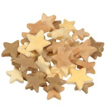 Product Decorative stars flocked scatter decoration yellow brown Ø4/5cm 40 pcs