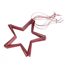 Product Decorative Christmas Stars, Glitter Red, 18cm, 8 Pieces - Christmas Tree Ornaments and Window Decorations