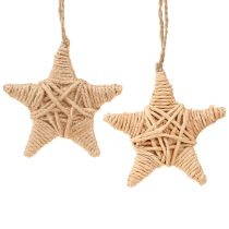 Product Decorative Stars, Hemp Raffia, 7.5cm, Christmas Tree Ornaments, 8 Pieces
