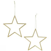 Product Decorative stars for hanging, tree ornaments, gold, Ø12cm, 12 pieces – Shiny Christmas decorations