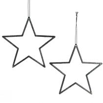 Product Decorative black stars for hanging, Christmas tree ornaments, Ø12cm, set of 12 pieces