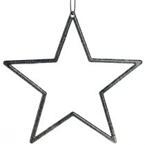 Product Decorative black stars for hanging, Christmas tree ornaments, Ø12cm, set of 12 pieces